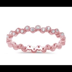 Rose Gold Plated Eternity Band CZ .925 Silver Ring
